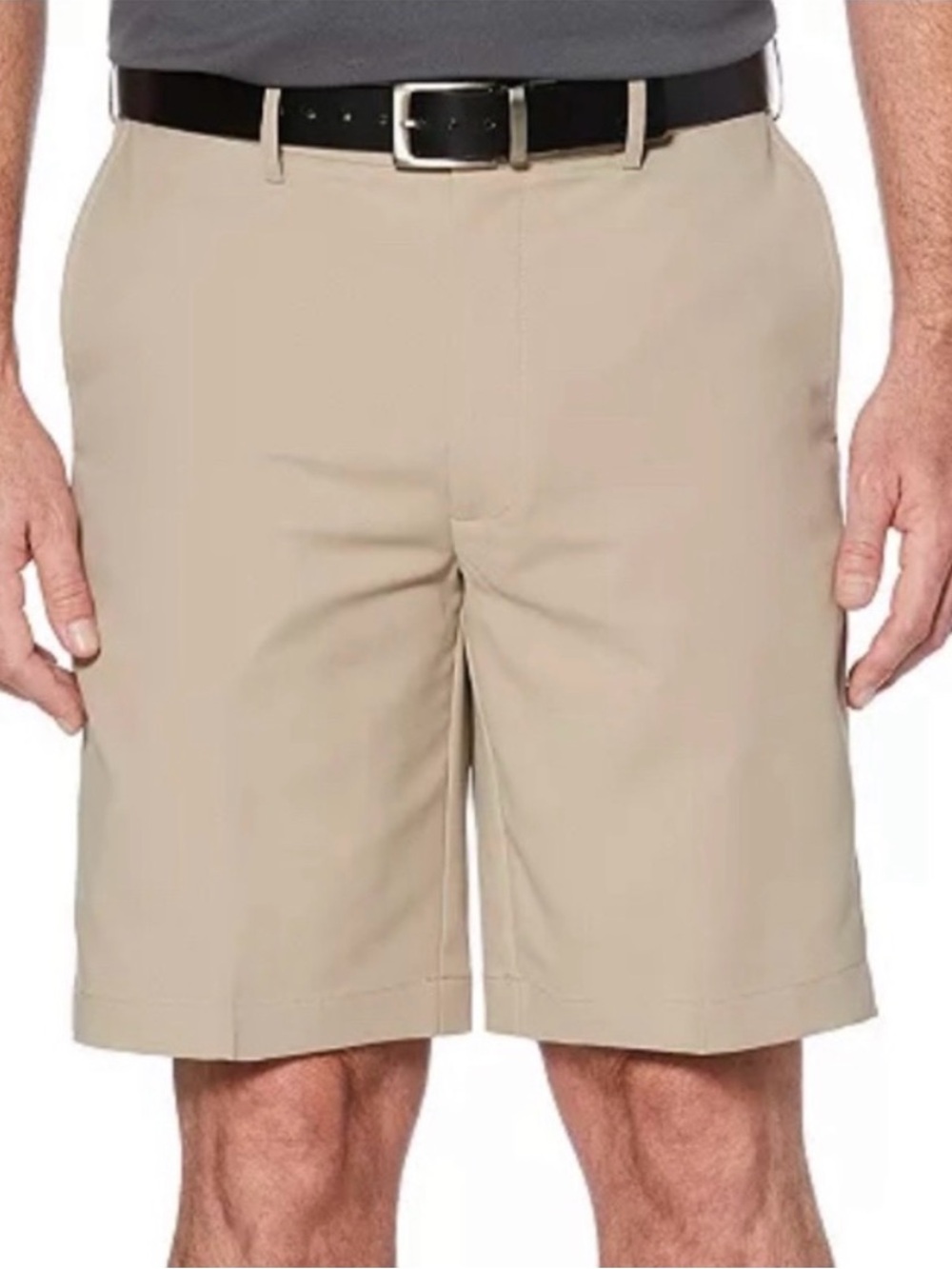 Grand Slam Men's Beige Flat-Front Shorts Golf